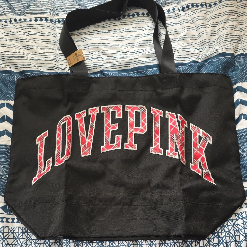 PINK Victoria's Secret Zippered Black Tote Bag